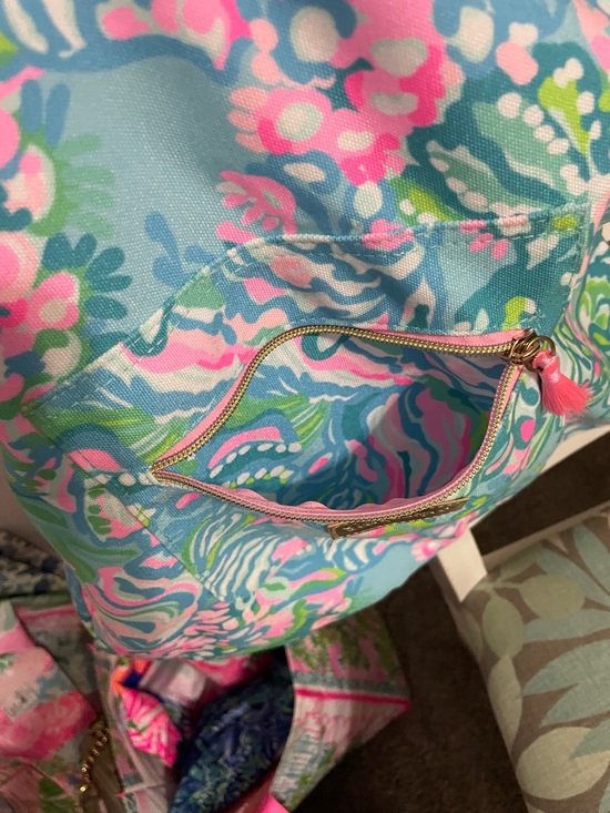 Lilly Pulitzer Blue Pink Green Drawstring Backpack main image 5